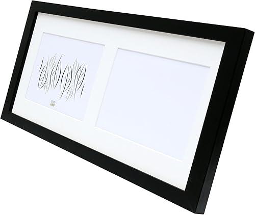 Deknudt Frames Cadre photo avec passe-partout pour 2 photos 10x15cm - Noir - Bois MDF - Multivue - Collage - pour accrocher ou poser - 18x39,5cm - S66KC2 10x15 - Nail Gallerys