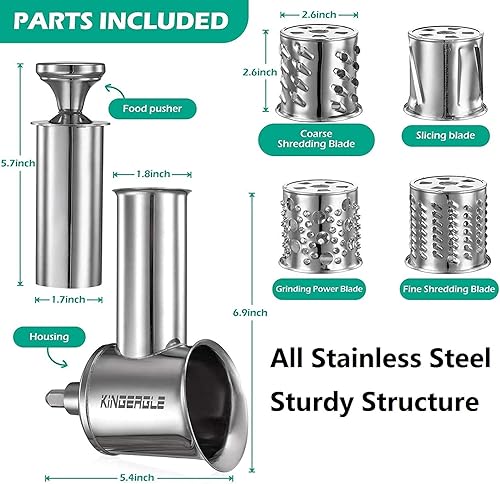 KINGEAGLE Trancheuse en acier inoxydable pour mélangeur KitchenAid, râpe à fromage, trancheuse alimentaire pour mélangeur KitchenAid, accessoires pour Kitchenaid - Nail Gallerys