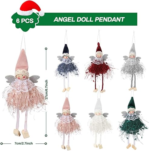 Achort Lot de 6 décorations à suspendre en forme d’ange pour sapin de Noël, cheminée, fenêtre, cadeau - Nail Gallerys