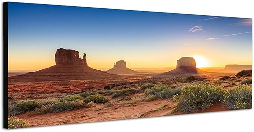 Paul Sinus Art Image panoramique sur Toile et châssis - 150 x 50 cm - Monument USA Monument Valley - Rochers - Soleil du Soir - Nail Gallerys