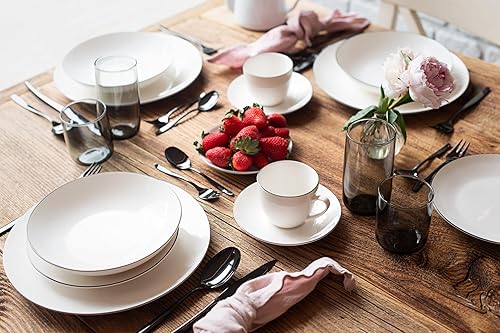 MÄSER Série Felise Service à café élégant pour 6 personnes, intemporelle, avec bord noir, porcelaine, blanc - Nail Gallerys