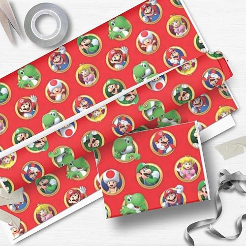 Danilo Promotions Limited Super Mario Rouleau de papier cadeau 4 m x 70 cm ouvert Produit sous licence officielle Produit issu de sources responsables FSC Multicolore - Nail Gallerys