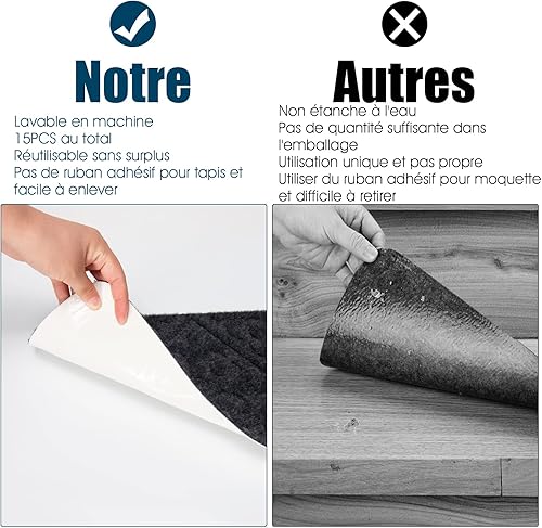 COSTWAY Lot de 15 Marchettes d'Escalier Antidérapant 20 x 76 cm Tapis de Protection Autocollants, Sécurité pour Enfants, Personnes Agées et Animaux Domestiques avec Adhésif Réutilisable (Gris) - Nail Gallerys