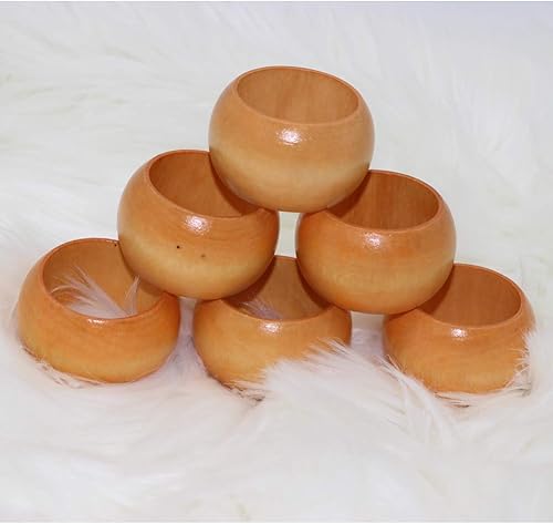 AILINDA – Ronds de serviette en bois rustique faits à la main, pour décoration de table à manger 6 pièces. - Nail Gallerys