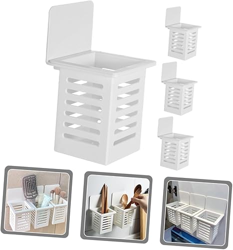 DRESSOOS 4pièces Organisateur Mural Blanc Pour Salle De Bain Et Cuisine Étagères Perçage Avec Fonction De Drainage Support De Rangement Pratique Et Élégant - Nail Gallerys