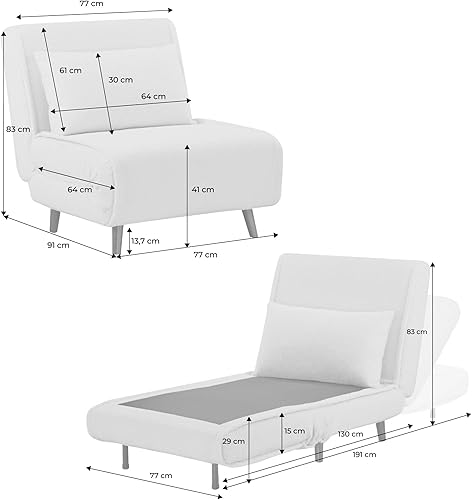 sweeek - Chauffeuse Convertible Bouclette piétement Bois 1 Place crème Guest - Nail Gallerys