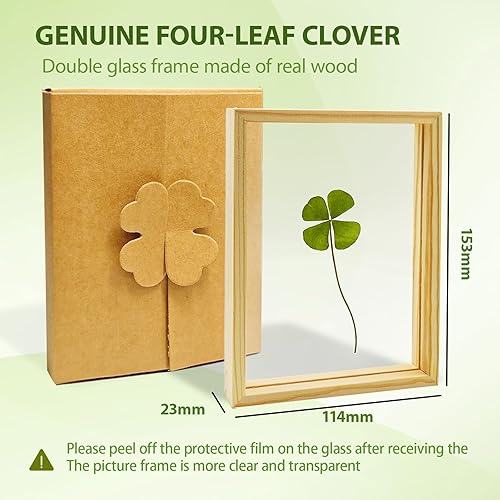 MaNeaz trefle a 4 feuilles decoration maison Porte-Bonheur Cadre Bois avec carte de bonne chance petit cadeau pour bonheur cadeau de maman cadeau de remerciement examen porte-bonheur - Nail Gallerys