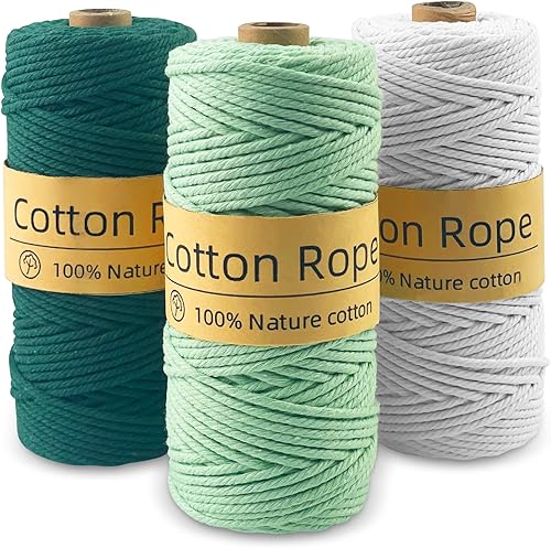 MeoZynxadril 3 Pièces Corde Macramé, Macrame Corde 3mm x 100m, DIY Fil Macramé, Corde Macaron, Corde Tressée Macramé, pour Bricolage, Artisanat, Suspension Murale, Tapisserie, Décoration Boho - Nail Gallerys