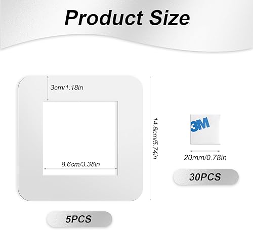 Roosea Lot de 5 encadrements d'interrupteur avec 30 rubans adhésifs double face à coller sur le cadre d'interrupteur, autocollants blancs pour interrupteurs, plaques de couverture simples en acrylique - Nail Gallerys