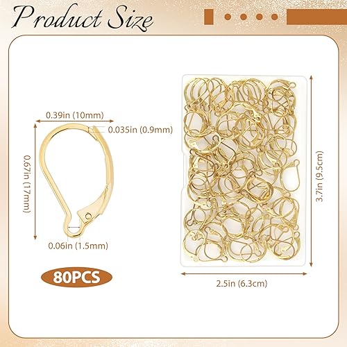 80 Pièces Accroche Boucle D'oreille, Fermés Crochet Boucle D'oreille D'oreilles en Or, Crochet Boucles D'oreilles Acier Inoxydable avec Boucle Ouverte pour La Fabrication de Bijoux - Nail Gallerys