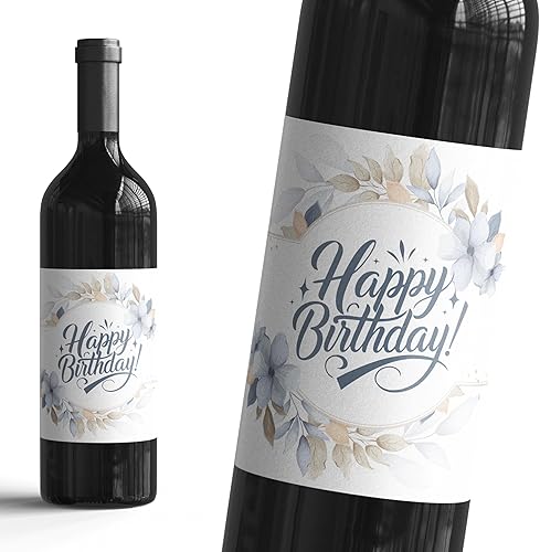 Lot de 6 étiquettes autocollantes pour fête d'anniversaire ou anniversaire - Décoration pour vin et champagne - Idée cadeau pour couple et famille (Happy Birthday) - Nail Gallerys