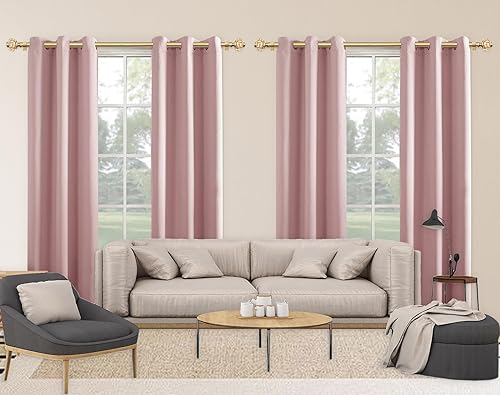 KAMANINA Lot de 2 tringles à rideaux de luxe dorées de 80 à 218 cm de diamètre - 22 mm de diamètre - Pour rideaux à œillets, épissure et télescopique avec embouts translucides - Nail Gallerys