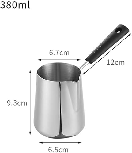 OVNSHVN Pot Chauffe-Beurre de Lait de 350 ML, CafetièRe Turque, Pot de Fonte de CuisinièRe en Acier Inoxydable avec Bec Verseur pour Le Thé, Chauffage - Nail Gallerys