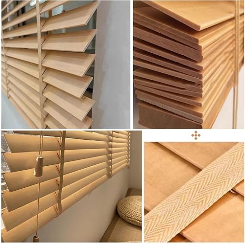 Stores Horizontaux Volets Vénitiens en Bois,Rideaux Intérieur Extérieur Brise-Soleil,Stores Vénitiens en Bois Massif sur Mesure,Stores d'Isolation Thermique,Facile à Installer,WxH-50x120cm/20x47in - Nail Gallerys