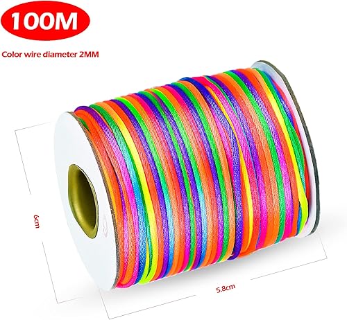 100 m Cordon en Nylon Coloré, 2 mm Cordon à Tricoter à la Main en Nylon pour Collier à Faire Soi-même Bracelet Bijoux Artisanaux - Nail Gallerys