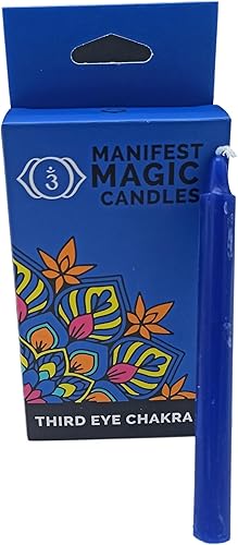 Bougies Magiques Manifest (lot de 12) - Bleu Foncé - Chakra du Troisième Œil - Nail Gallerys