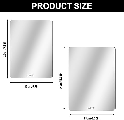 Lot de 2 planches à découper en titane S316 - En acier inoxydable - Double face - Qualité alimentaire - Planche à découper épaisse - Pour viande, pain, légumes, fruits, pain - Nail Gallerys