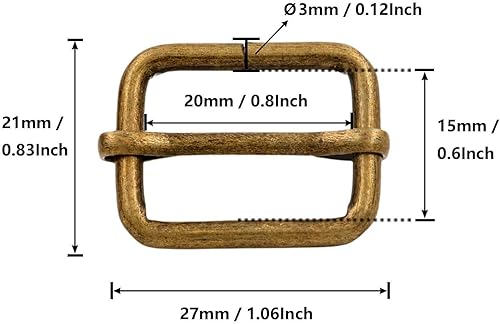 BIKICOCO 2 x 1.5 cm Boucles coulissantes, Boucles de réglage pour Sangle, lanière - Bronze - 50 pièces - Nail Gallerys