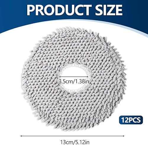 Lot de 12 serpillères en microfibre - Accessoires pour robot aspirateur - Lavables - Accessoires pour Dreame L10s Ultra/L10 Ultra/L20 Ultra/L10s Pro Ultra Heat - Nail Gallerys