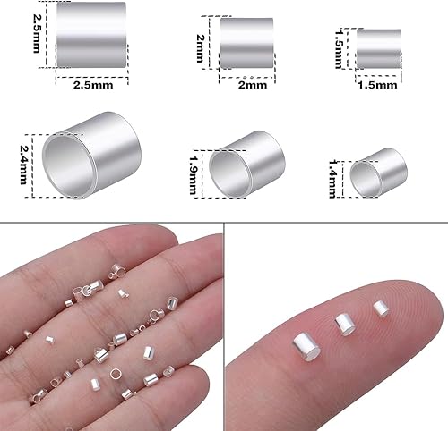 ASYKNM 1500PCS Perles à écraser,Perle a Ecraser en Laiton,Ensembles de Perles a Sertir Intercalaire,Embouts de Curseur Tube d'extrémité à Sertir,Fabricationde de Bijoux 1.5mm/2.0mm/2.5mm - Nail Gallerys