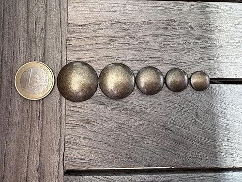Boutons en métal légèrement bombés en laiton vieilli avec œillet de 15 mm, 17 mm ou 22 mm (10 pièces) (22 mm) - Nail Gallerys