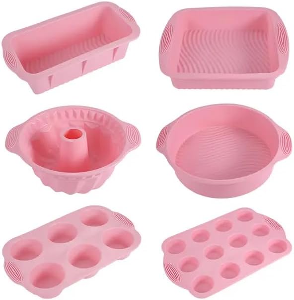 6 Pcs Moule En Silicone Antiadhésif Pour Patisseries Gâteaux Carré Rond Plat a Tarte Sans BPA Cake Tartelette Génoise Cupcake Pain de Mie Muffin Brioche Donuts Brownie Cookies Kouglof Savarin Sablé - Nail Gallerys