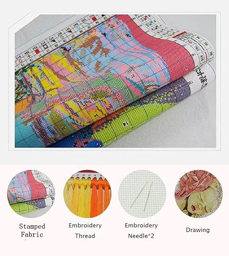 Gofission Kit de broderie au point de croix estampillé 14 carats pour adultes et débutants, quatre saisons d'hiver, kit de broderie au point de croix pré-imprimé avec accessoires, décoration murale, - Nail Gallerys