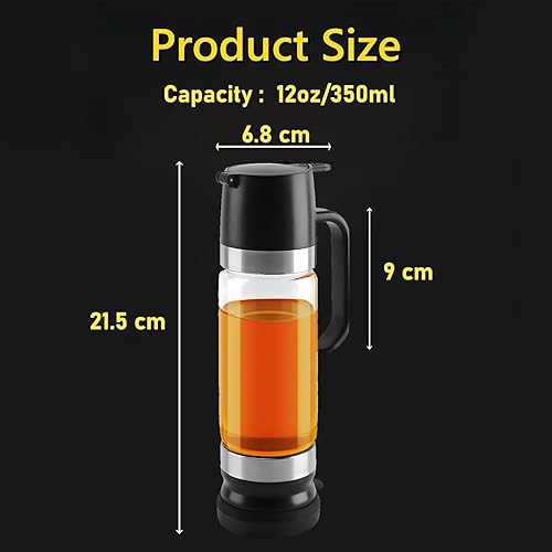 Syzplnwy Distributeur de miel en verre 350 ml – Bec verseur anti-goutte avec poignée et base antidérapante – Récipient en verre polyvalent pour miel, sirop, café (passe au lave-vaisselle) (noir) - Nail Gallerys