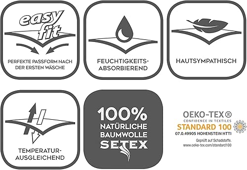 SETEX Calmuc Protège-matelas molletonné, 160 x 200 cm, Elastiques, 100 % Coton, Classic, Naturel blanc cassé, 2107 160200 001 001 - Nail Gallerys