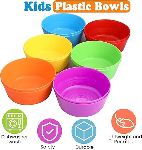 LATERN Lot de 48 bols en plastique réutilisables, 300 ml, bols incassables, pour enfants, micro-ondes et lave-vaisselle, pour céréales, soupe, collation, salade de fruits (6 couleurs) - Nail Gallerys