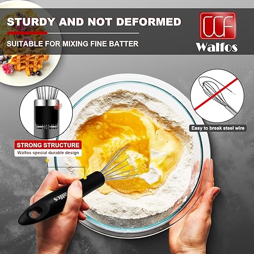 Lot de 3 fouets à ballon, fil d'acier inoxydable épais et poignées solides, mousseur à œufs pour cuisiner, mélanger, fouetter, battre, remuer (21 cm, 25 cm, 30 cm) - Nail Gallerys