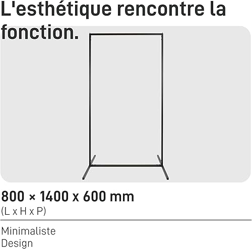 Natural Goods Berlin 1x porte-manteau RECHTECK, design, stable, en métal, porte-vêtements, DIY (Noir, H140 x L80cm) - Nail Gallerys