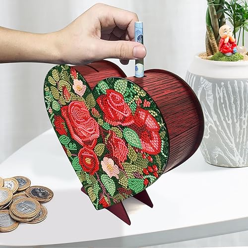 CXINLky Tirelire 5D Diamond Art Painting - Peinture diamant en forme de cœur - Tirelire en bois - Boîte à monnaie - 07 papillon - Nail Gallerys