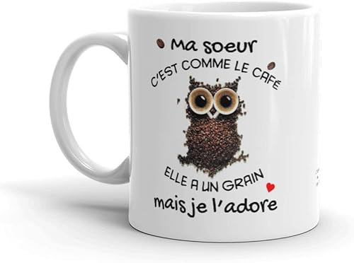 L'Esprit Des Anges Tasse Mug Cadeau Soeur Anniversaire - Ma Soeur c'est Comme Le Café Elle a Un Grain Mais Je l'Adore - Idée Originale - Nail Gallerys