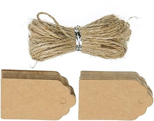 U-K Useful and practical Lot de 100 étiquettes en papier kraft avec ficelle jute pour bricolage, cadeaux bagages, d'identification vierges, cadeau l'automne, mariage, Noël - Nail Gallerys