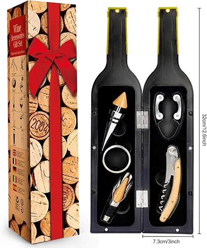 RERXN Ensembles d'accessoires pour vin en forme de bouteille de vin ensemble d'ouvre vin comprend tire-bouchon à vin bouchon à vin verseur pour le vin (Bottle 07) - Nail Gallerys