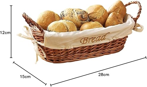 Premier Housewares Corbeille à pain Osier naturel Doublure en tissu couleur crème 12 x 28 x 15 cm - Nail Gallerys