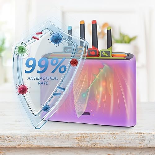 Planche à découper intelligente et couteaux avec support, ensemble de planches à découper autonettoyantes avec 4 couteaux et planches à découper, organisateur de support de séchage pour cuisine - Nail Gallerys