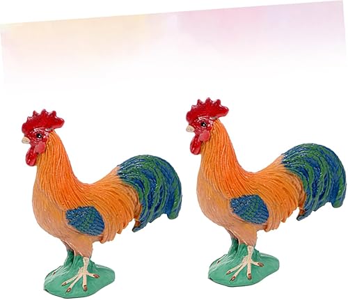 TOPBATHY 2 Pièces Garnitures De Petits Gâteaux Figurine De Jardin Coq Poule Statue De Jardin Coq Figurines De Statues d'animaux Hauts De Forme De Gâteau Ferme Animal Artificiel - Nail Gallerys