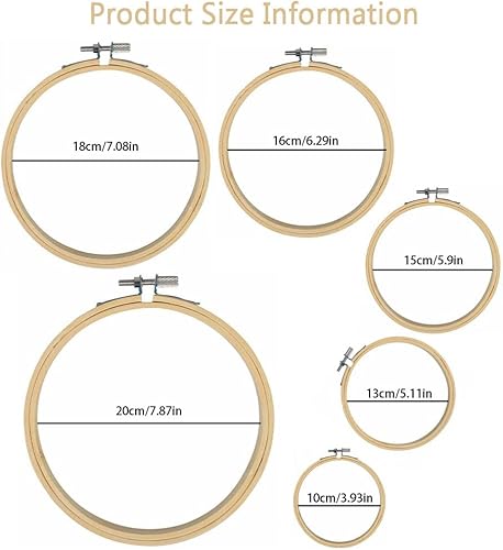 Tambours à Broder en Bambou, Anneau de Broderie, Cercle à Broder, Cerceau de Broderie, Cercle Broderie, Cerceaux Réglable en Bambou, Tambour Broderie, Tambours à Broder, 6 Pièces - Nail Gallerys