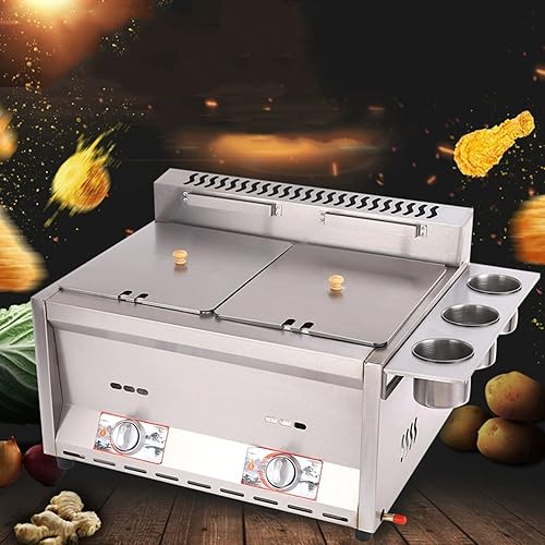 Generic Friteuse à puce à gaz 16 l en acier inoxydable de qualité alimentaire Allumage électronique par impulsion Antidérapant Économie d'énergie Nettoyage facile TE-5641 - Nail Gallerys