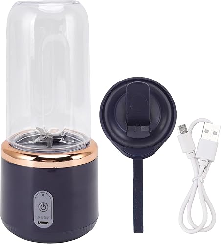 Mini Mixeur Portable avec 6 Lames et Couvercle, Taille Personnelle de 300 Ml pour Shakes et Smoothies, Presse-agrumes à Chargement USB Haute Vitesse pour la Maison, les Voyages, les Pique-niques, les - Nail Gallerys