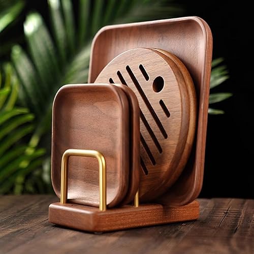 Nuyhgtr Organiseur de planche à découper, organisateur de rangement pour couvercles de casseroles, support de comptoir de cuisine, étagère à assiettes avec base en bois, plateau et poêle, rangement - Nail Gallerys