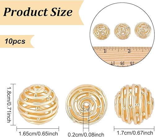 BENECREAT 80PCS Or 18 carats ondulé Rond entretoise Perles en Laiton plaqué Or avec 4 Tailles Mixtes pour Colliers, Bracelets et Fabrication de Bijoux - Nail Gallerys