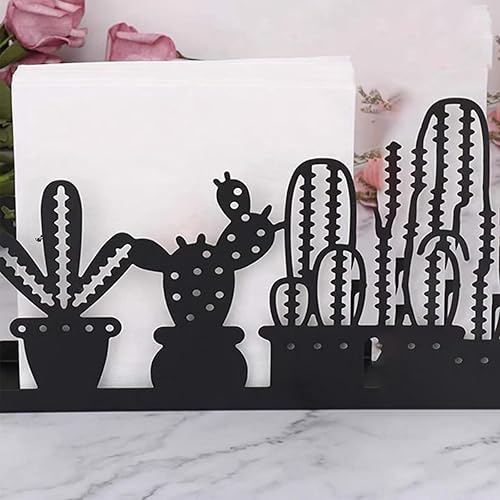 Floatdream Noir Porte Serviette Table, Métal Serviettes Support, Support pour Tous Types de Terviettes, Design de cactus, Pour Salle à Manger, Salon, Bar, Décoration de Cuisine - Nail Gallerys