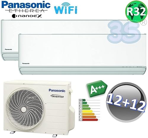 CLIMATISEUR Reversible Bi-split A+++ 3,5+3,5 kw R32 PANASONIC ETHEREA + WI-FI - Nail Gallerys