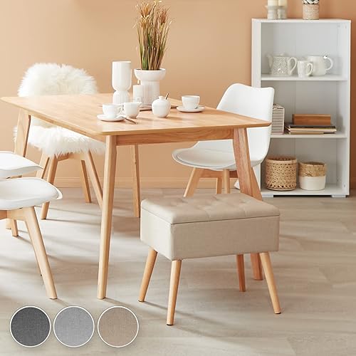 TecTake® Banc de Rangement Pliable Bout de lit Aspect Lin Pieds en Bois Banc Entree Pouf Chambre Dressing Chambre Adulte Repose Pied Tabouret Coiffeuse Meuble Salon Maison Coffre a Jouet - Nail Gallerys