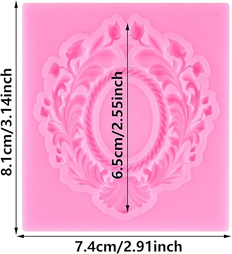 XMOLDNMS Moules à fondant à cadre baroque Cadre photo Moules à fondant Cadre photo Moule en silicone Vintage Cadre miroir pour décorer les gâteaux Cupcake Topper Bonbons Chocolat Pâte à fleurs Argile - Nail Gallerys