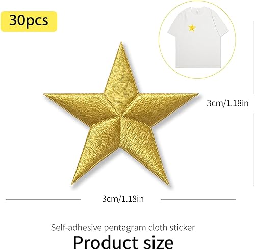 30 PCS Patch étoiles Thermocollants Dorés, écussons à Coudre Ou Repasser Pour Vêtements, Shoes, Gold Embroidered Appliques, Appliques En Tissu Thermocollant Pour Versatile Sewing Accessories - Nail Gallerys