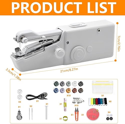 Vmxlso Mini Machine a Coudre a Main, Machine a Coudre Portable, Machine a Coudre Manuelle, Point Rapide Adapté Aux Vêtements, Tissus, Voyage à Domicile Bricolage - Nail Gallerys